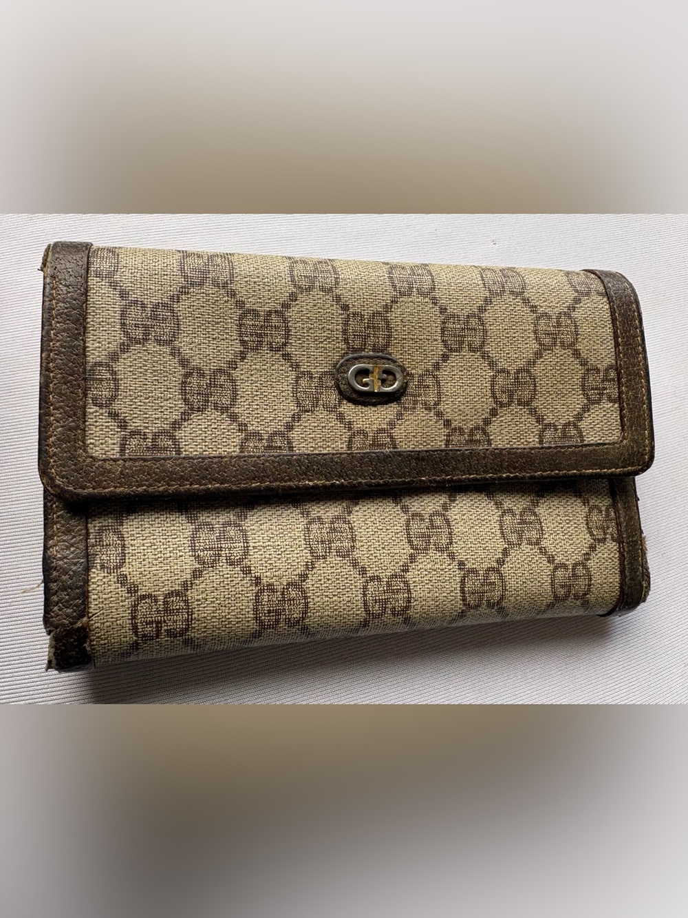 Gucci Beige and Brown GG Monogram Canvas Men's Wallet